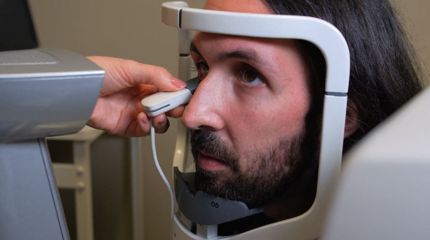 Man wearing glasses at Alberta Eye Care